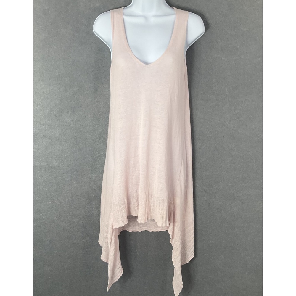 J. Jill Dress Womens Sz XS Apricot Sleeveless Linen Blend Asymmetrical Hem Knit‎